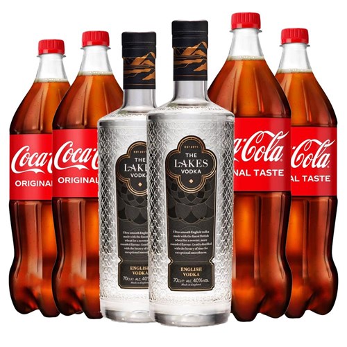 Case of 6 with Lakes Vodka 70cl and Coca-Cola Mixer Set